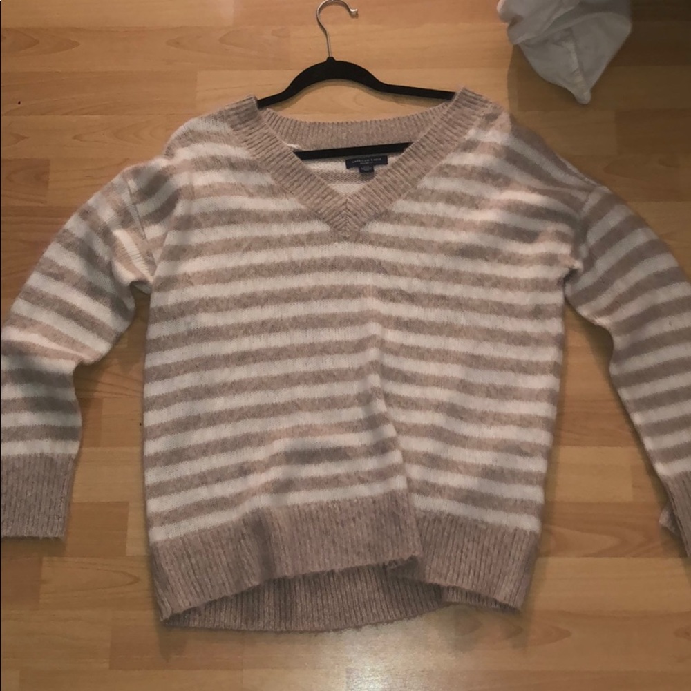 cute beige and white striped sweater
